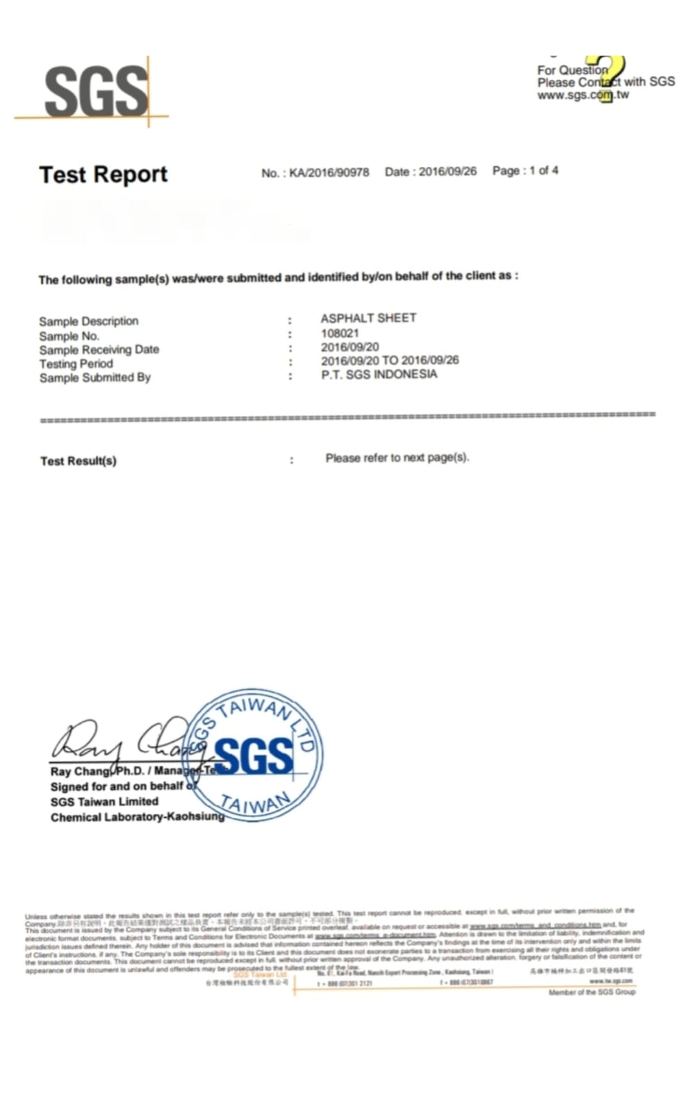 Test Report SGS Asbestos